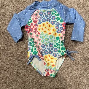 Little Me Blue Floral Swimsuit